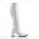 Botte blanche disco femme à talon carré spéciale mollet large