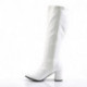 Botte blanche femme - talon et bout carré - spéciale mollet large | petite et grande taille