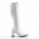 Botte blanc mat femme - talon carré - spéciale mollet fort | petite et grande taille