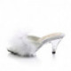 Mule à pompon plumes blanches et talon transparent