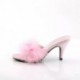 Mules roses à plumes petit talon