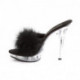 Mules pompon plume noire a talon plexi 12 cm