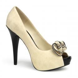 Escarpin pin up plateforme crème et noir à nœud sur bout ouvert du 34 3/4 au 41