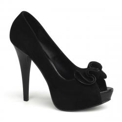 Escarpin pin up plateforme velours noir à nœud sur bout ouvert du 34 3/4 au 41