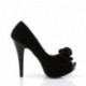 Chaussure pin up plateforme velours noir à nœud sur bout ouvert