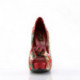 Chaussure vintage fleurie à plateforme rouge et avec nœud Pin up
