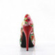 Chaussure année 50 fleurie à plateforme rouge et avec nœud Pin up et bout ouvert