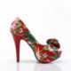 Chaussure Pin up fleurie à plateforme rouge à bout ouvert