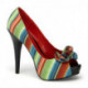 Chaussure vintage à rayures multicolores et haut talon