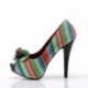 Chaussure année 50 à rayures multicolores et haut talon