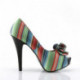 Chaussure pin Up à rayures multicolores et haut talon