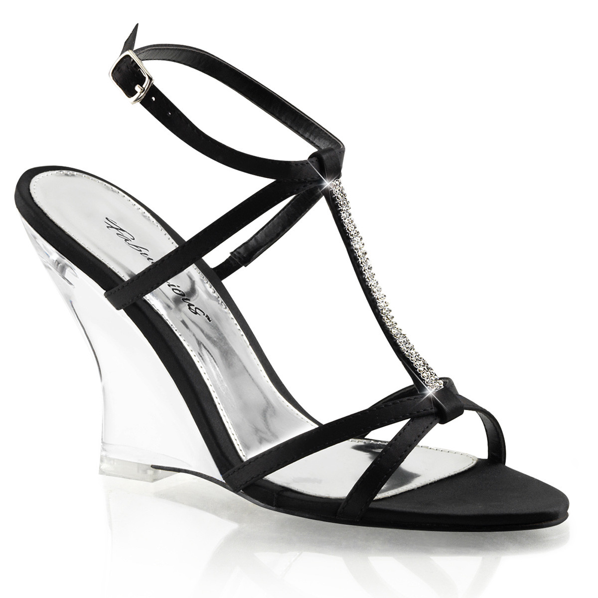 Sandale noire avec semelle compens e transparente plexi