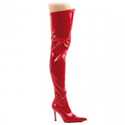 Cuissarde femme rouge vernis vinyl talon aiguille sexy grande taille