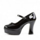 Chaussure seventies vernis noire femme à haut talon et plateforme petite et grande taille