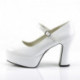 Chaussure seventies vernis blanche femme à haut talon et plateforme petite et grande taille