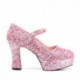 Chaussure 70's à paillettes rose femme à haut talon et plateforme petite et grande taille