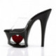 Mule talon noire avec plateforme en creux avec un coeur rouge | Chaussure Pole Dance
