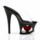 Mule talon noire avec plateforme en creux avec un coeur rouge