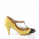 Escarpin salomé jaune petit talon à bout rond style années 50