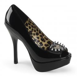 Escarpin plateforme gothique noir vernis à haut talon et clous métal | DemoniaCult