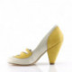 Chaussure rétro bicolore jaune et blanc années 50 à talon 9 cm