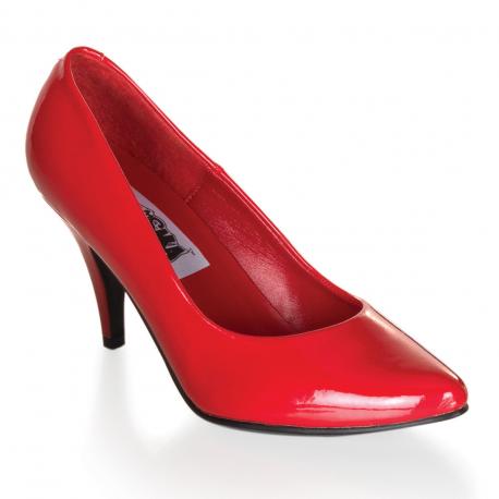 ESCARPIN TALON MOYEN ROUGE VERNIS GRANDE TAILLE DU 36 AU 44