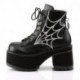 Chaussure gothique compensée femme avec toile d'araignée, gros talon carré