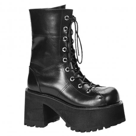 Bottes gothique noire style "ranger's" à plateforme et lacet femme DemoniaCult