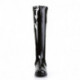 Botte noire vernis moulante à talon carré 7 cm pour femme