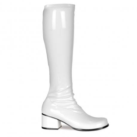 Botte "blanc brillant" à petit talon carré de 5 cm "RETRO-300"