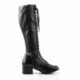 Botte noire haute femme à lacets et petit talon carré 5 cm