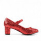 Babies rouges à paillettes à petit talon carré 5 cm et bout rond