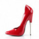 Chaussure fetish rouge vernis à talon stiletto en métal chromé 15 cm