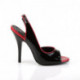 Escarpin bride arrière noir et rouge vernis à haut talon de 12 cm petite et grande taille