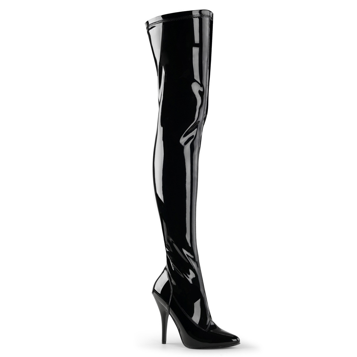 Cuissarde femme noire vernis vinyl talon aiguille sexy grande pointure du 36 au 42 1 2 vegan