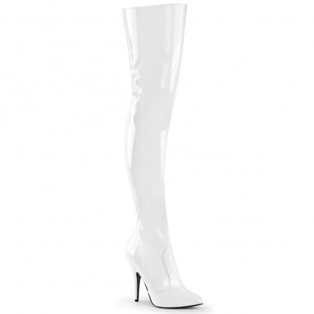 Cuissarde blanche vernis femme talon aiguille petite et grande