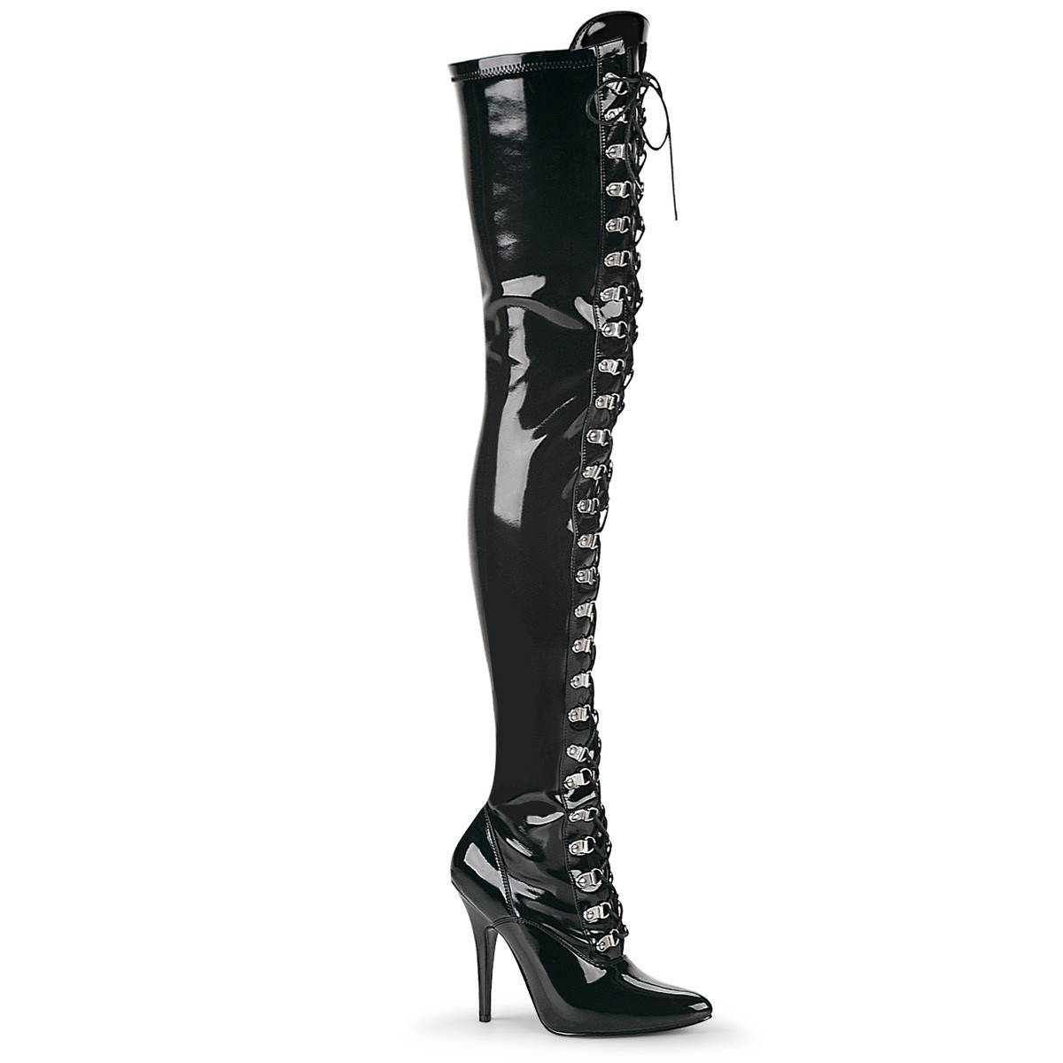 Cuissardes lacets noires vernies talon aiguille grande taille du