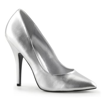 Escarpin argenté haut talon 12 cm grande taille 44 déstockage