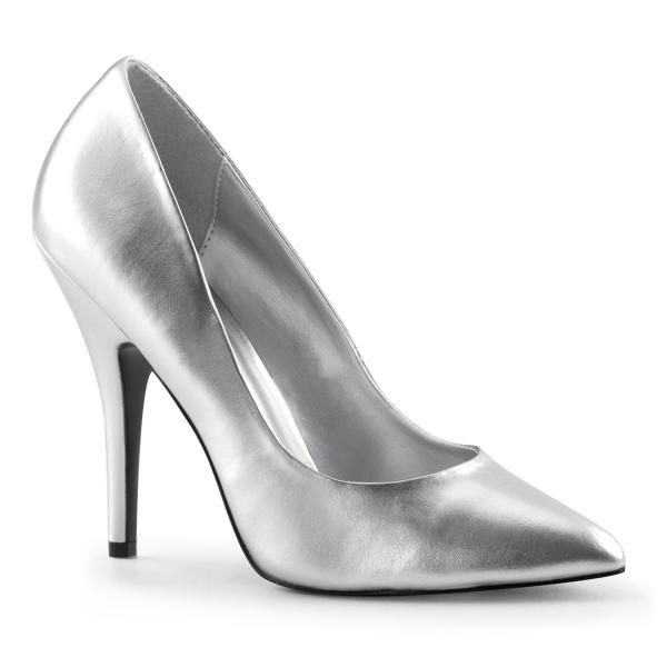 Escarpin argenté haut talon 12 cm grande taille 44 déstockage