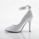 Escarpin talon aiguille 13 cm blanc à bride cheville