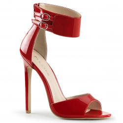 Escarpin ouvert à bride rouge vernis talon 13 cm grande taille 35 au 44