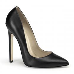 Escarpin noir mat bout pointu à talon aiguille fetish