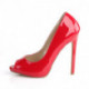 Escarpins 12 cm de talon à bout ouvert rouge vernis sexy et grande taille du 35 au 44 - vegan