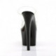 Chaussure pole dance à double bride transparente à plateforme noire et talon de 18 cm