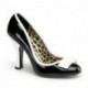 Chaussure pin up bicolore noir et blanc à talon bobine 10 cm à noeud
