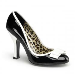 Chaussure pin up bicolore noir et blanc à talon bobine 10 cm à noeud