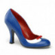 Chaussure pin up vintage petit talon bleu et blanc à nœud rouge