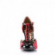 Chaussure rétro noir vernis et velours rouge à haut talon