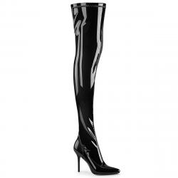 Cuissarde haut talon aiguille 10 cm noire vernis petite et grande taille