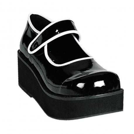 Chaussure compensée noire brillante SPRITE-01